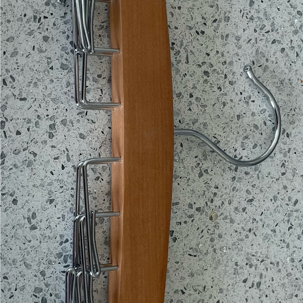NWOT Wooden Tie Hanger with Metal Hooks